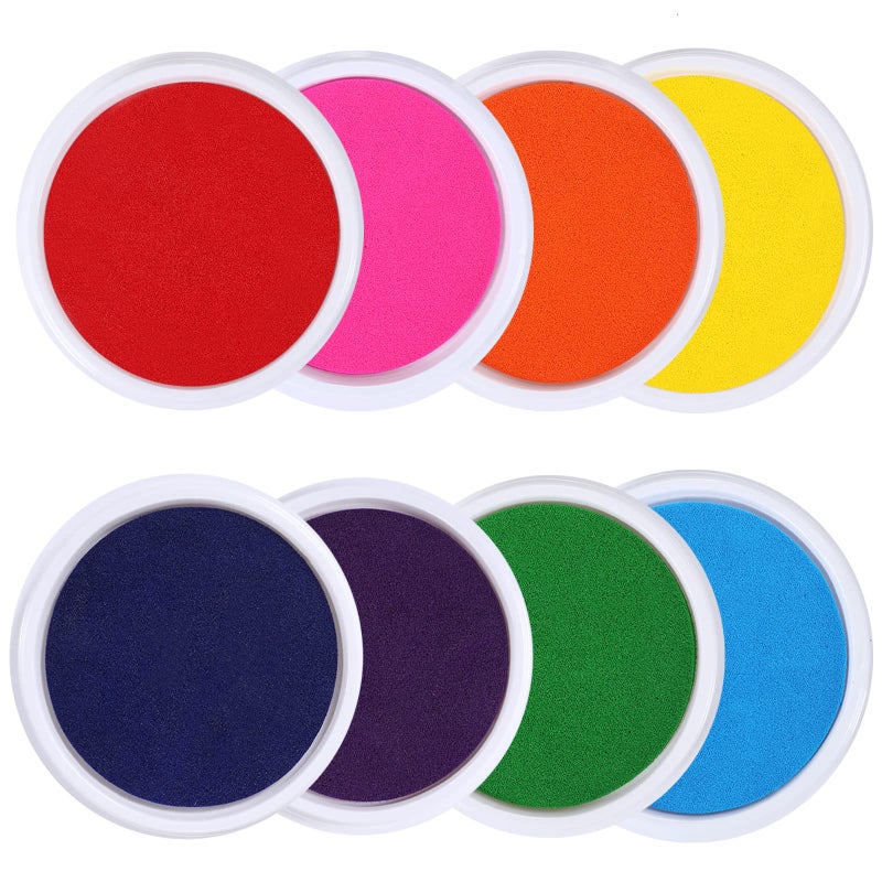 MoloTAR Craft Large Ink Pad Stamps Partner Diy Color,8 Colors Rainbow Finger Ink pad for kids (pack of 8) - Image 1